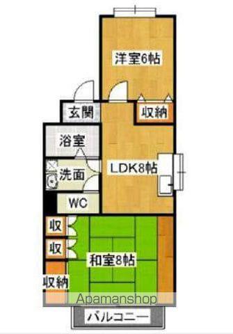 ドゥハウゼ(2LDK/2階)の間取り写真