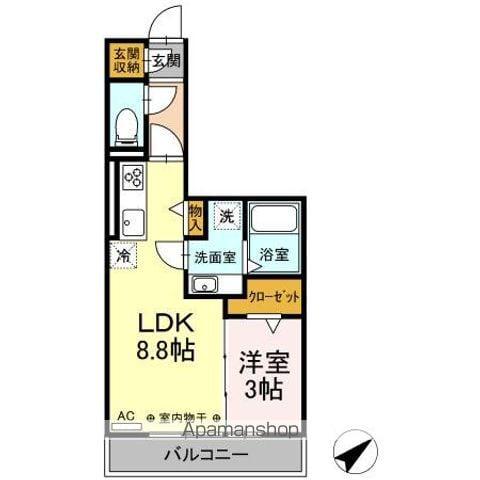 ADハイツ(1LDK/2階)の間取り写真
