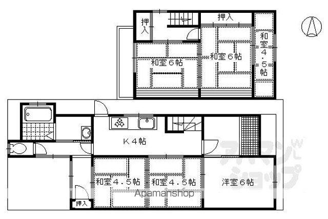 京都市烏丸線 北大路駅 徒歩8分 2階建 築57年(6K)の間取り写真