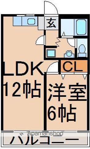屋城ハイムA(1LDK/1階)の間取り写真