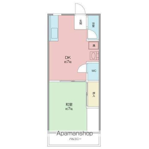 志賀橋コーポ第二(1DK/4階)の間取り写真