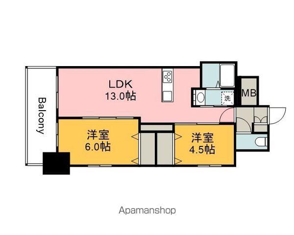 メイクス京橋川Ⅱ(2LDK/11階)の間取り写真