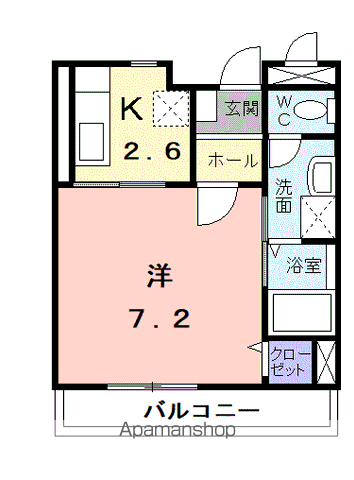 サンセールミリューⅡ(1K/2階)の間取り写真