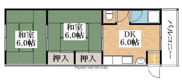 別府マンション(2DK/4階)の間取り写真