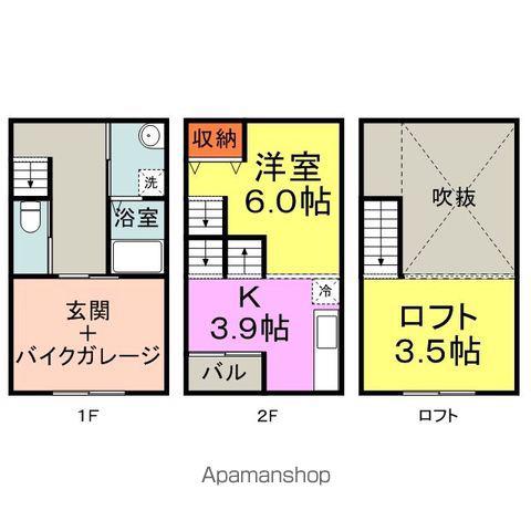 ノース FIELDⅠ棟(1K/1階)の間取り写真