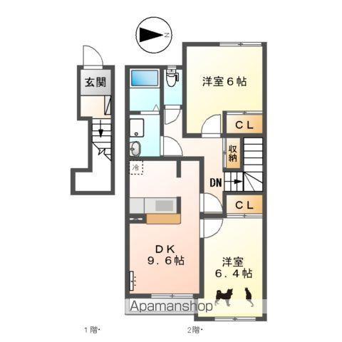 パークヒルズ城土(2DK/2階)の間取り写真