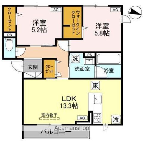 プリュニエ(2LDK/1階)の間取り写真