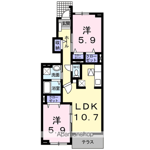 アミークス Ⅰ(2LDK/1階)の間取り写真