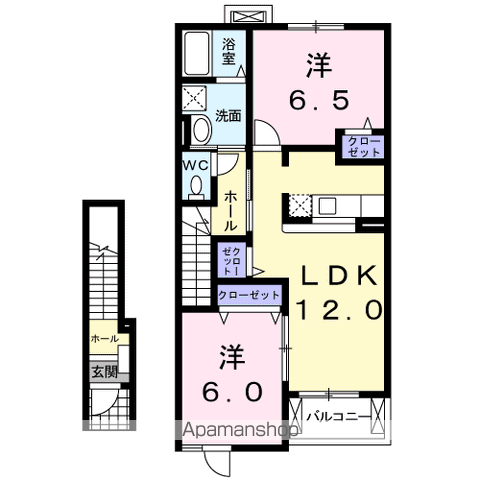 コージーコート 楽(2LDK/2階)の間取り写真