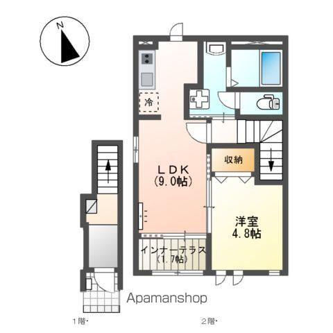 アグレアブル(1LDK/2階)の間取り写真