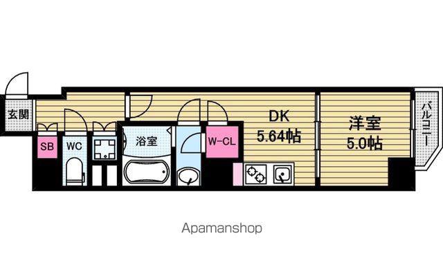 アクアプレイス上本町(1DK/8階)の間取り写真