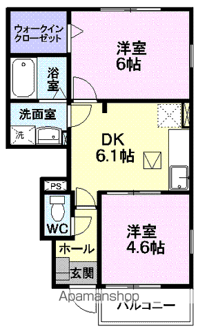 エレガント ノーヴァ(2DK/1階)の間取り写真