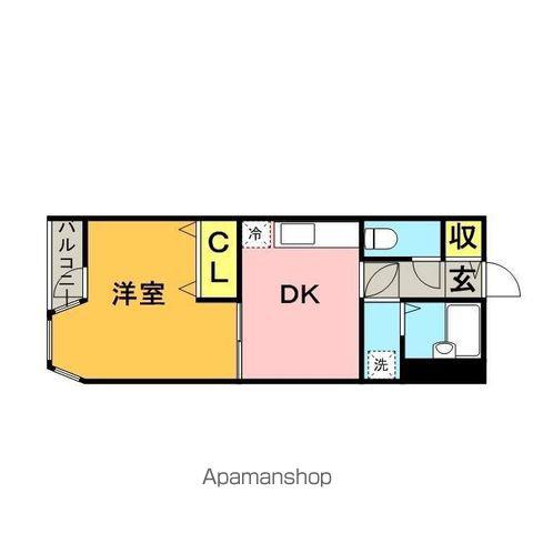 オークヒルズⅡ(1DK/1階)の間取り写真