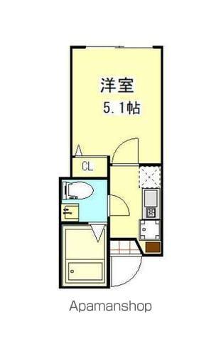 メゾン ド シエル矢口台(ワンルーム/1階)の間取り写真