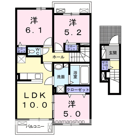 VILLA SHIN Ⅱ(3LDK/2階)の間取り写真