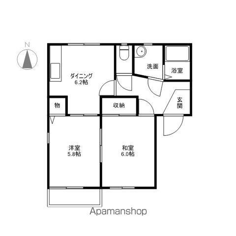 クレセント4(2DK/2階)の間取り写真
