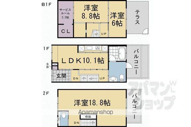 京阪電気鉄道鴨東線 神宮丸太町駅 徒歩19分 2階建 築117年(3SLDK)の間取り写真