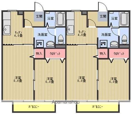 オークラ青山 D(2K/1階)の間取り写真