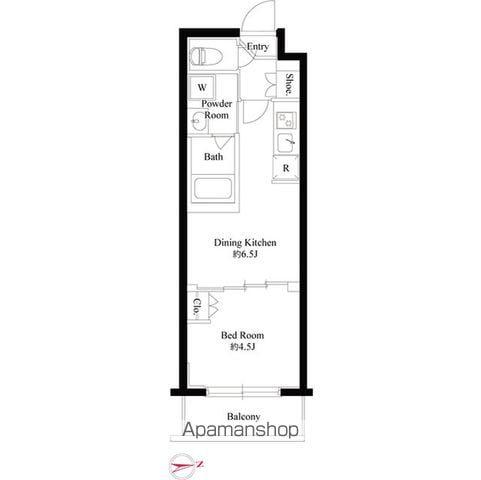 ハーモニーレジデンス新宿四谷(1DK/1階)の間取り写真