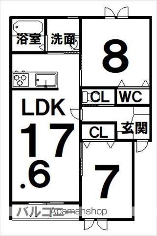 タイタスⅡ(2LDK/2階)の間取り写真