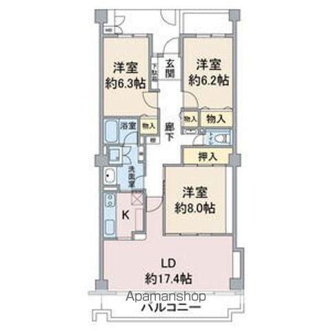 アネシス小幡(3LDK/3階)の間取り写真
