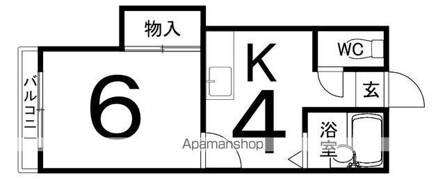 クレス東2条(1K/2階)の間取り写真