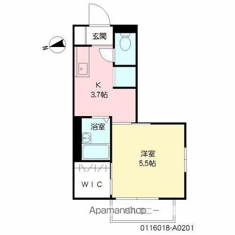 バリュージュ月見ヶ丘(1K/2階)の間取り写真