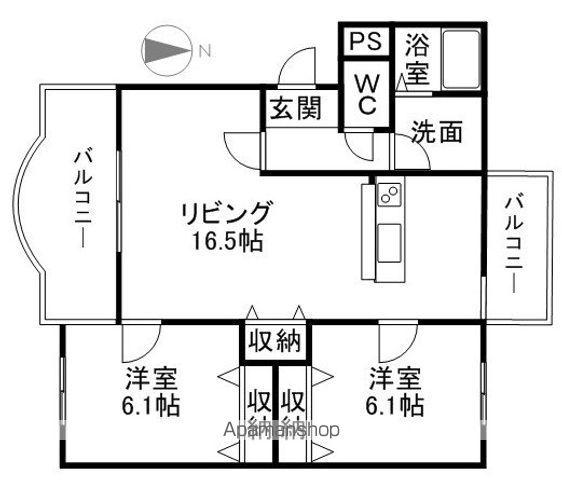ブライムグッドウェイブ(2LDK/3階)の間取り写真