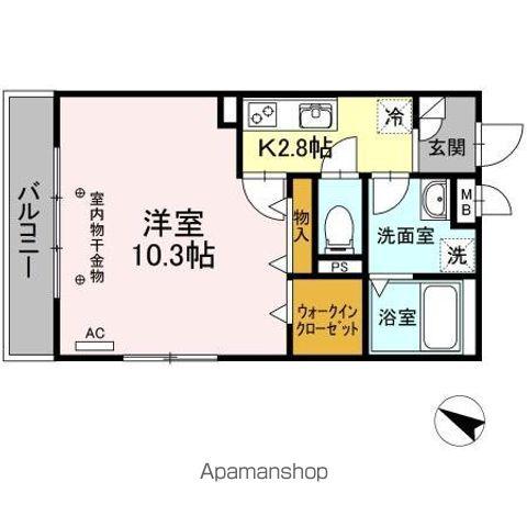 ヴェル ドミール(1K/1階)の間取り写真