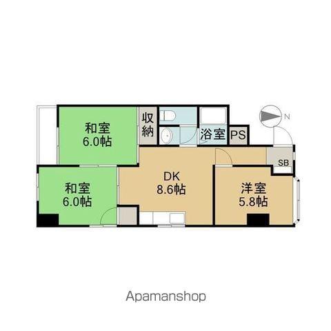 第2森ビル(3DK/4階)の間取り写真