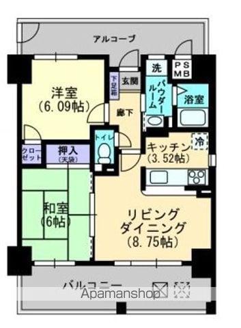 アルファステイツ入船町(2LDK/4階)の間取り写真