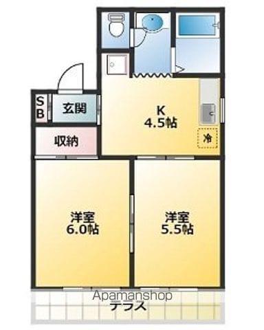 大谷口コーポA(2DK/1階)の間取り写真