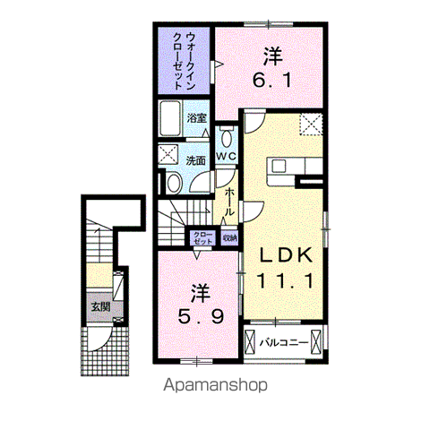 フィールド サンⅢ B(2LDK/2階)の間取り写真