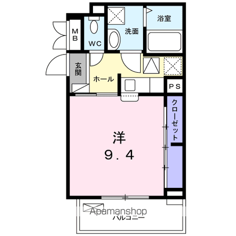 メゾンド・ソレイユ(1K/1階)の間取り写真