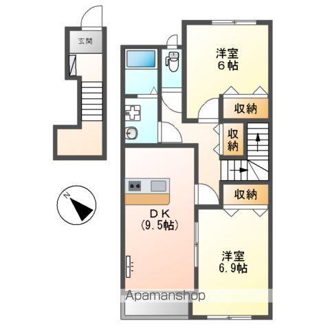 セレーナ(2DK/2階)の間取り写真