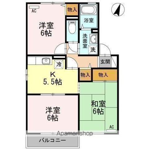 セジュールカワイA棟(3K/2階)の間取り写真