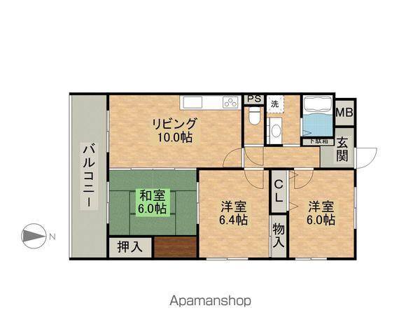 パールマンション手鎌(3LDK/6階)の間取り写真