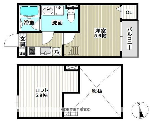 レフィナードカメオカ(ワンルーム/2階)の間取り写真