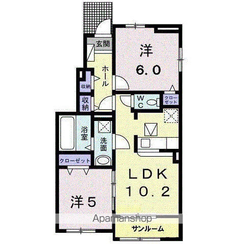 コロレ星原 Ⅲ(2LDK/1階)の間取り写真