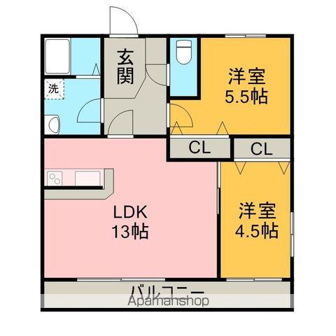 MARGINAL(2LDK/3階)の間取り写真