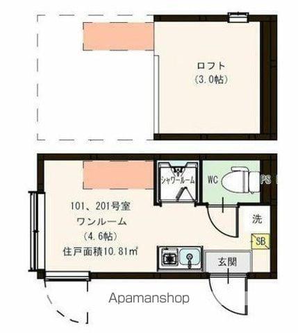 ハーモニーテラス西小岩Ⅳ(ワンルーム/2階)の間取り写真