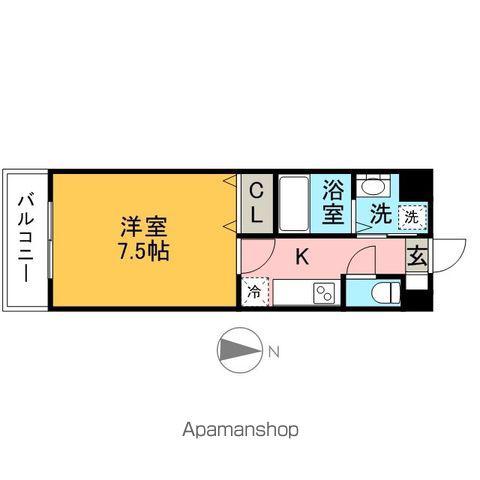 レジディア博多2(1K/2階)の間取り写真