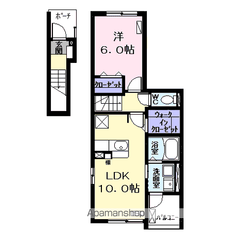 プラシード Ⅱ(1LDK/2階)の間取り写真
