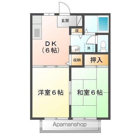 サンライフ中川B(2DK/2階)の間取り写真