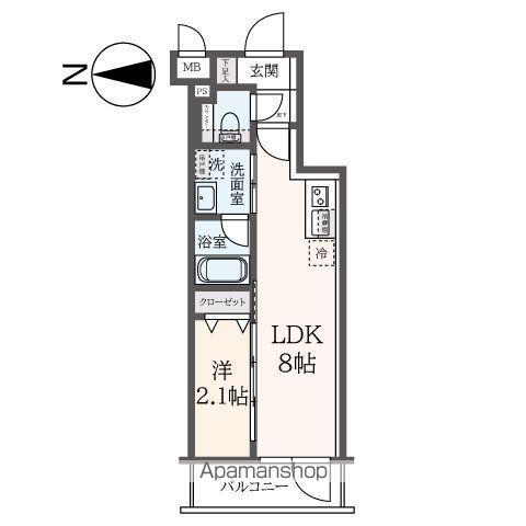 ハーモニーレジデンス東新宿(1LDK/1階)の間取り写真