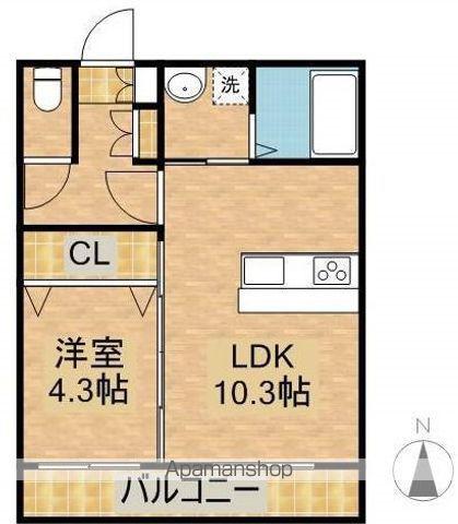 テンダーマンションⅢ(1LDK/3階)の間取り写真