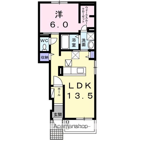 ヒルトップイイダⅡ(1LDK/1階)の間取り写真