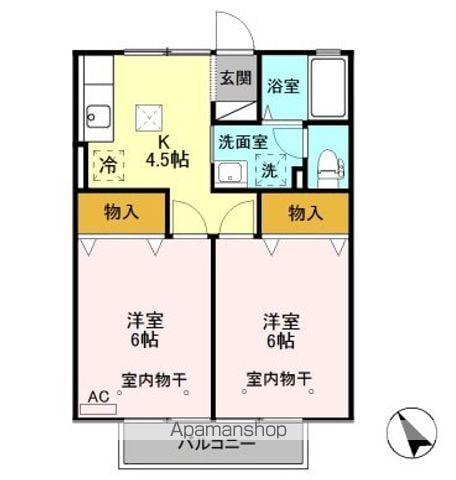 サニーハウスM(2K/1階)の間取り写真