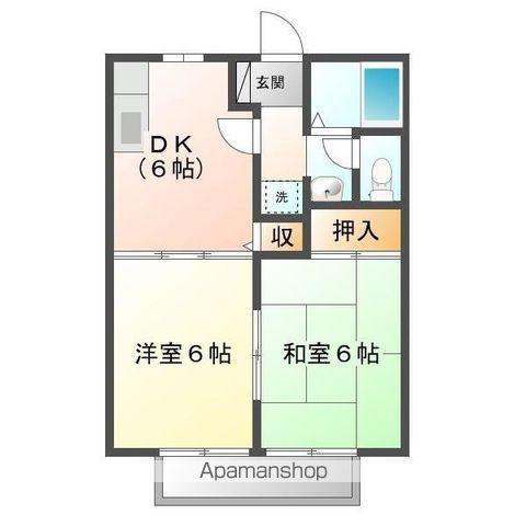 ビーライン泉A・B(2DK/2階)の間取り写真