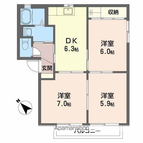 サンパティーク・ロジュマン2(3DK/1階)の間取り写真